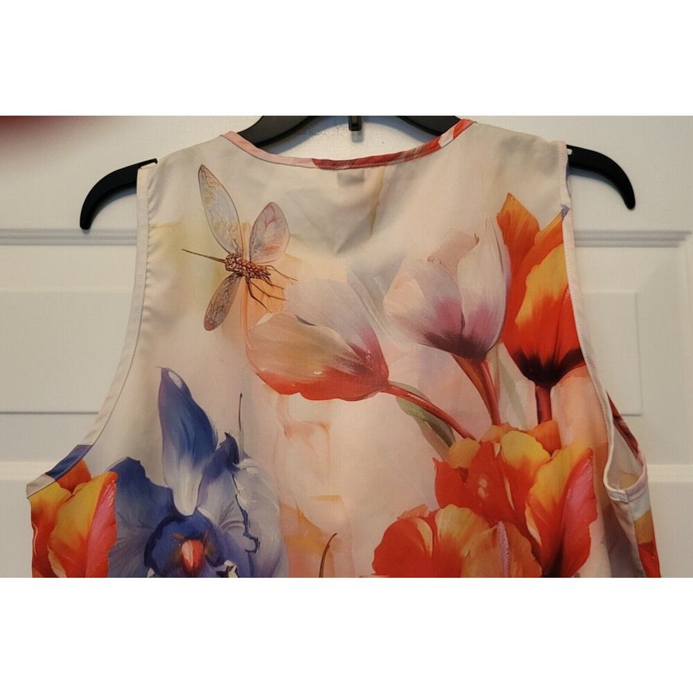 SHEIN Women’s Sz XL V Neck Blouse Top With Red & Purple Flowers - Picture 4 of 10